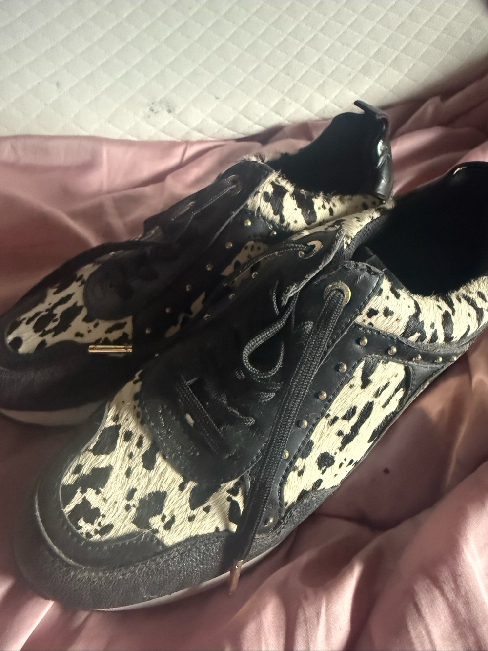 Black & White Cowhide Pattern Michael Kors Sneakers